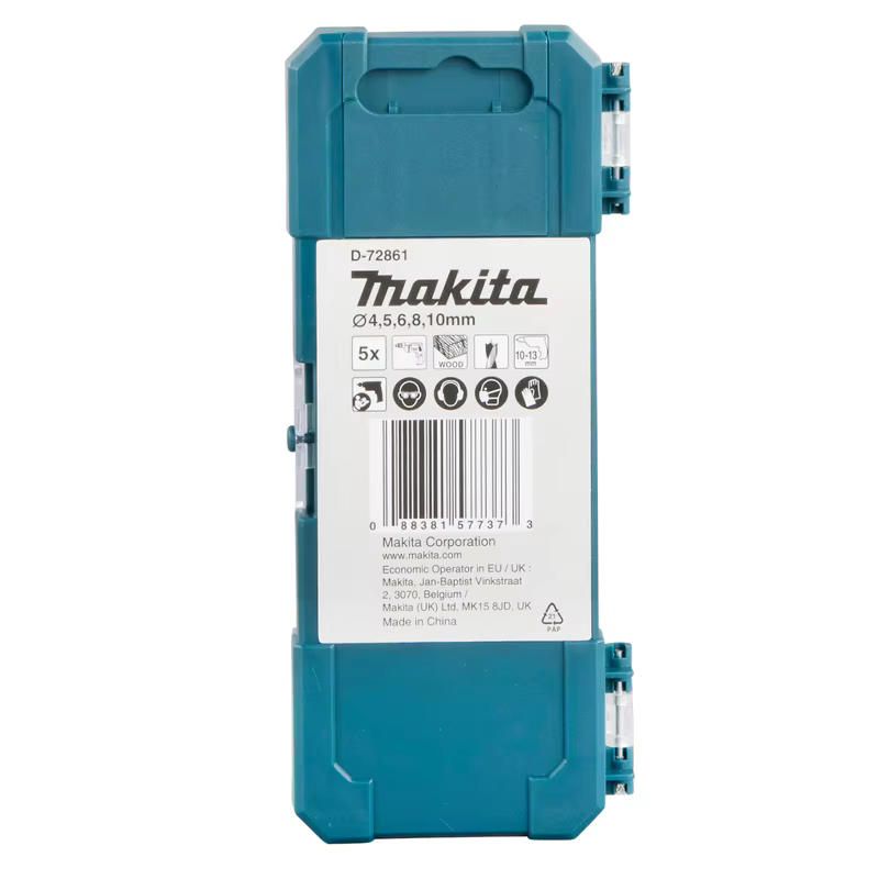 Makita D-72861 jeu de forets à bois 5 pièces 4 mm/5 mm/6 mm/8 mm/10 mm tige droite tournevis à percussion accessoires d'outils de forage hélicoïdal
