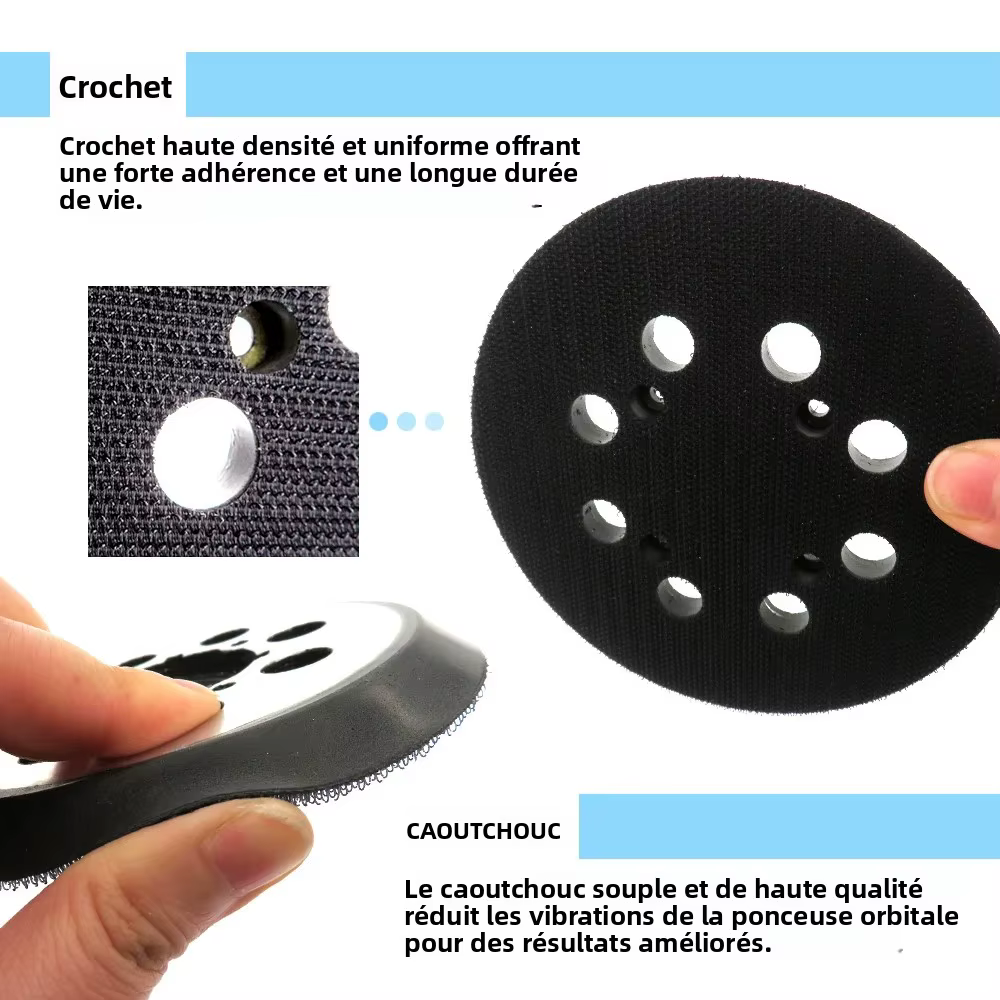 Plaque de ponçage de remplacement auto-agrippante de 5 pouces