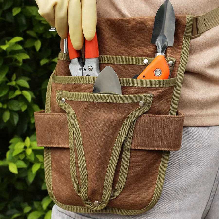 Sacoche de ceinture pour outils de jardin en toile, sac à outils avec plusieurs poches de rangement, imperméable, portable, pour hommes et femmes, sac à outils durable
