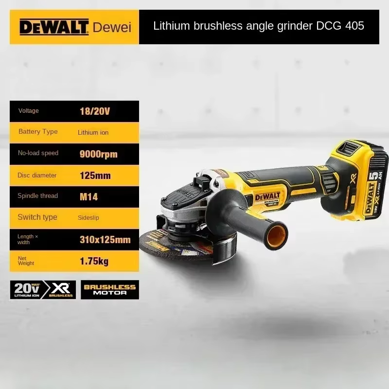 DEWALT 2025 DCG405 Meuleuse d'angle à tête plate 125 mm