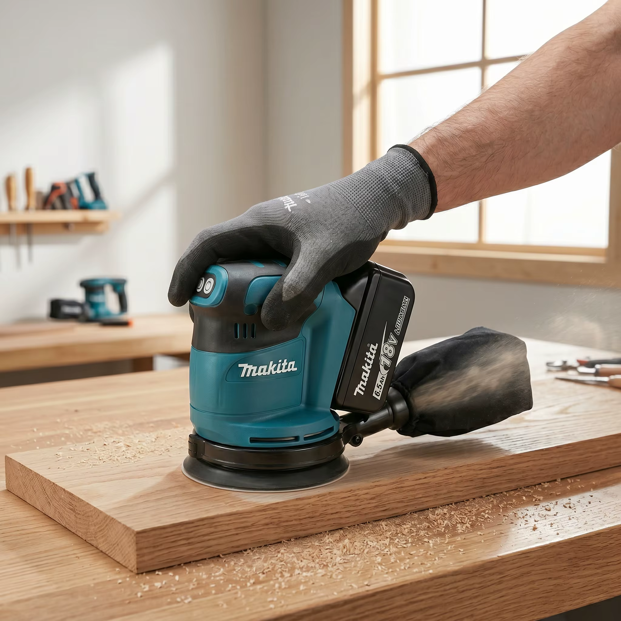 Ponceuse orbitale aléatoire sans fil Makita DBO180Z 18V pour le travail du bois
