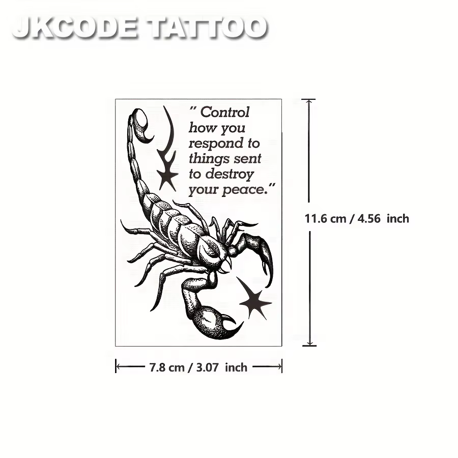 Autocollant de tatouage Scorpion - Autocollant de tatouage Scorpion Totem style graffiti anglais - Autocollant de tatouage style croquis pour doigts, autocollant de tatouage imperméable pour les deux