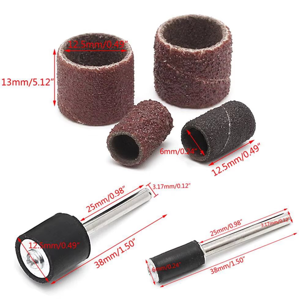 Grain de kit de batterie de ponçage # 80 # 120 manchons Dremel avec mandrin