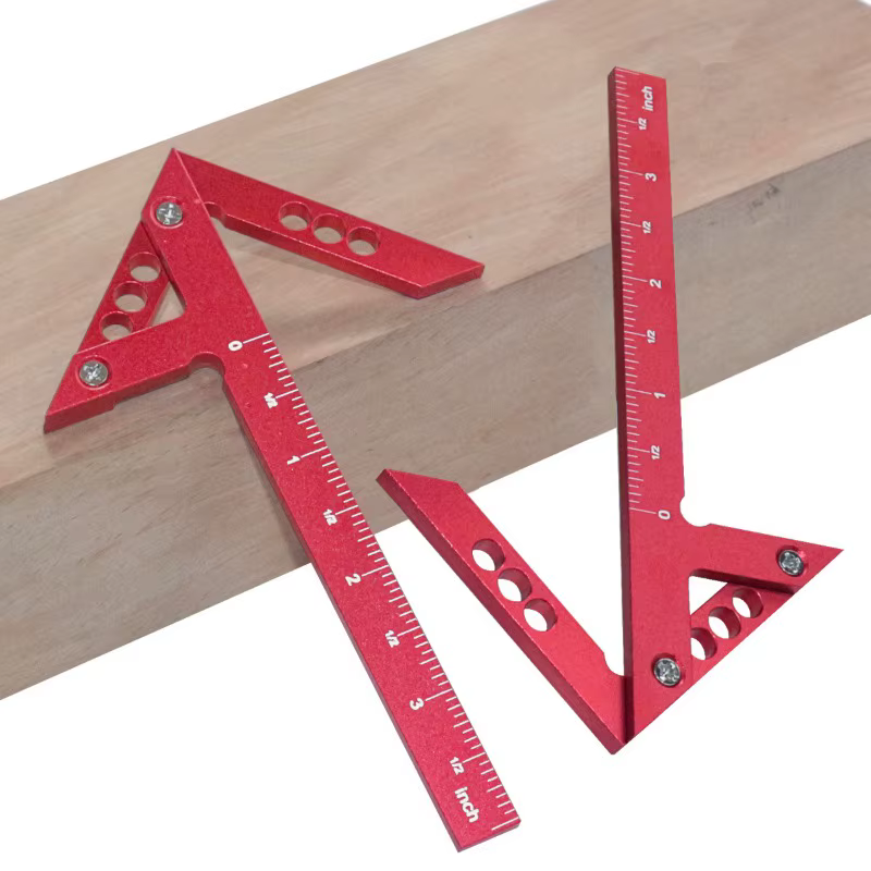 Règle triangulaire multifonctionnelle pour le travail du bois, règle carrée en alliage d'aluminium, 7 pouces, métrique et impérial, équerre à angle de 90 degrés, outil manuel