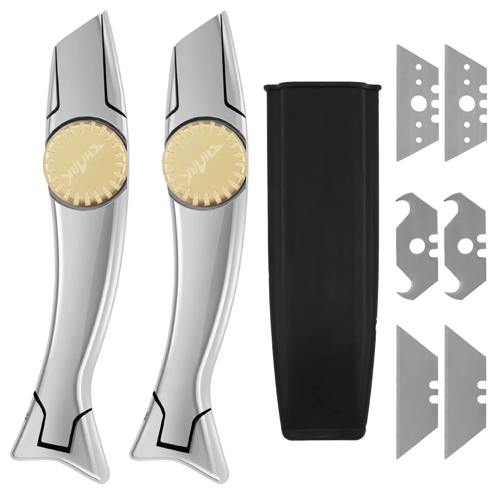 1 ensemble de couteaux à tapis, couteau à toiture en aluminium avec bouton en laiton massif, lame à Double crantée, facile à utiliser, couteau à tapis sécurisé et confortable
