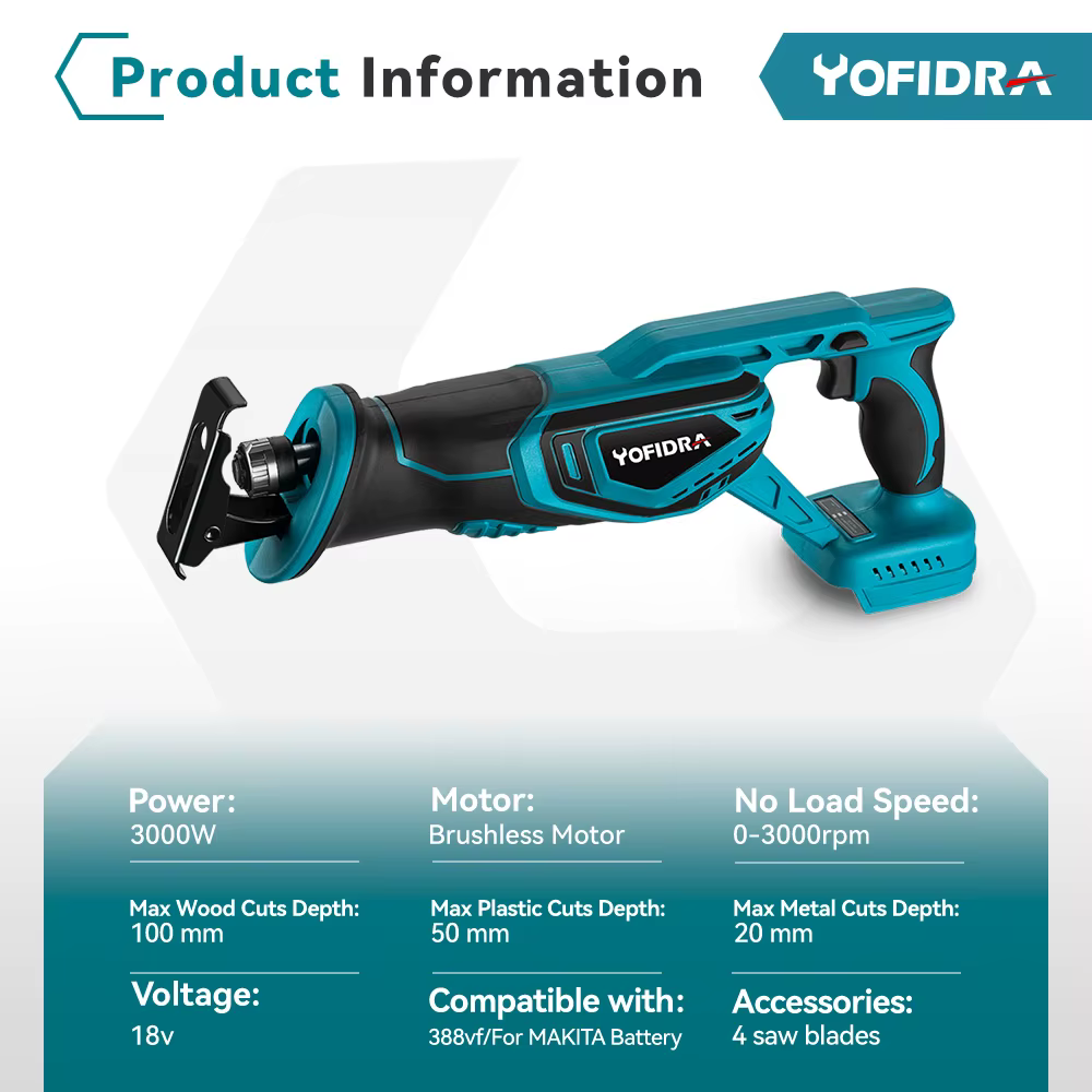 YOFIDRA 3000W scie alternative sans brosse 4 lames