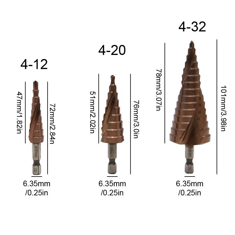 4-12/4-20/4-32mm M35 cobalt contenant étape perceuse pagode trou ouvreur hexagonal spirale