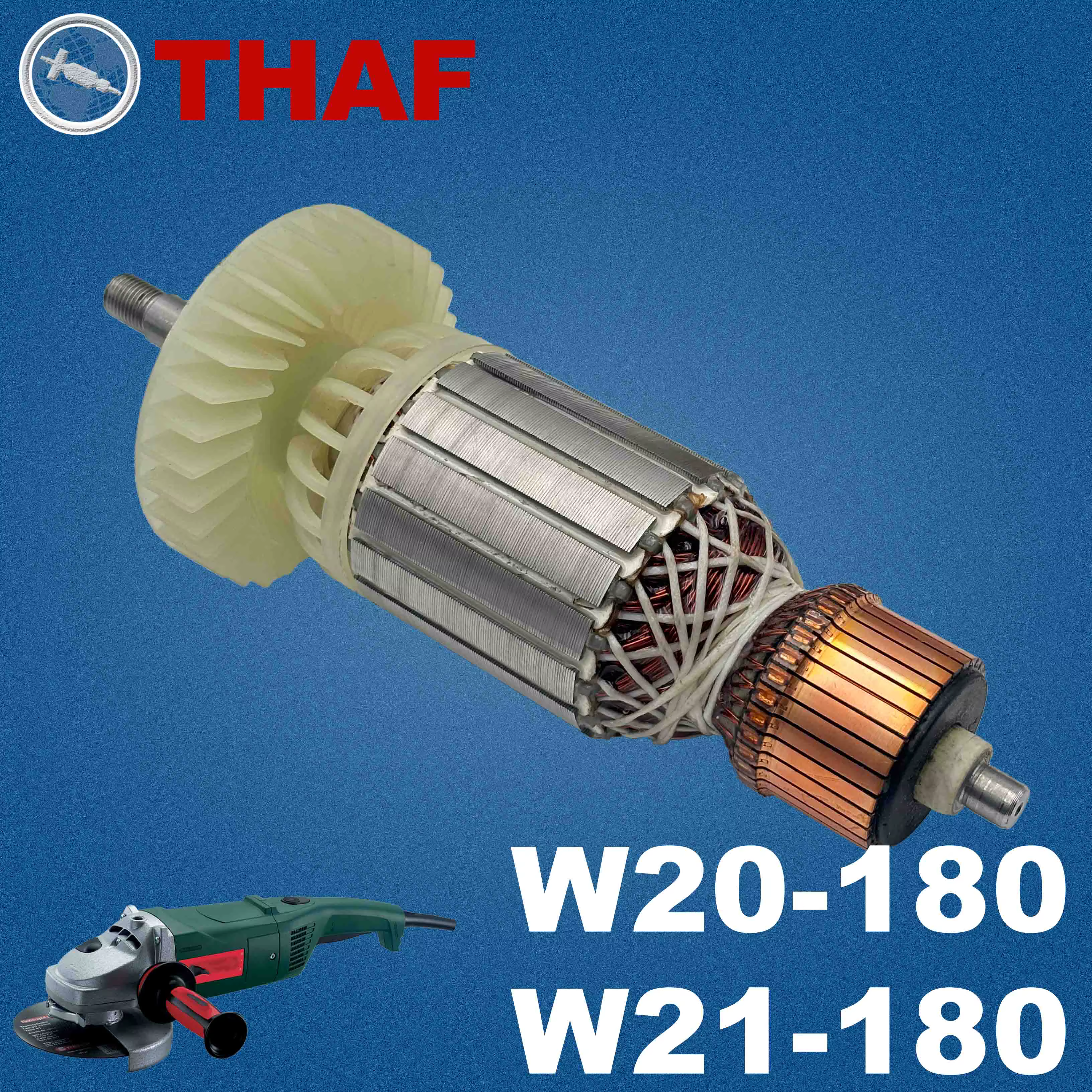 AC 220V 240V W21-180 W20-180 W21-230 W20-230 Induit Rotor pour METABO Meuleuse Angulaire Pièces de rechange