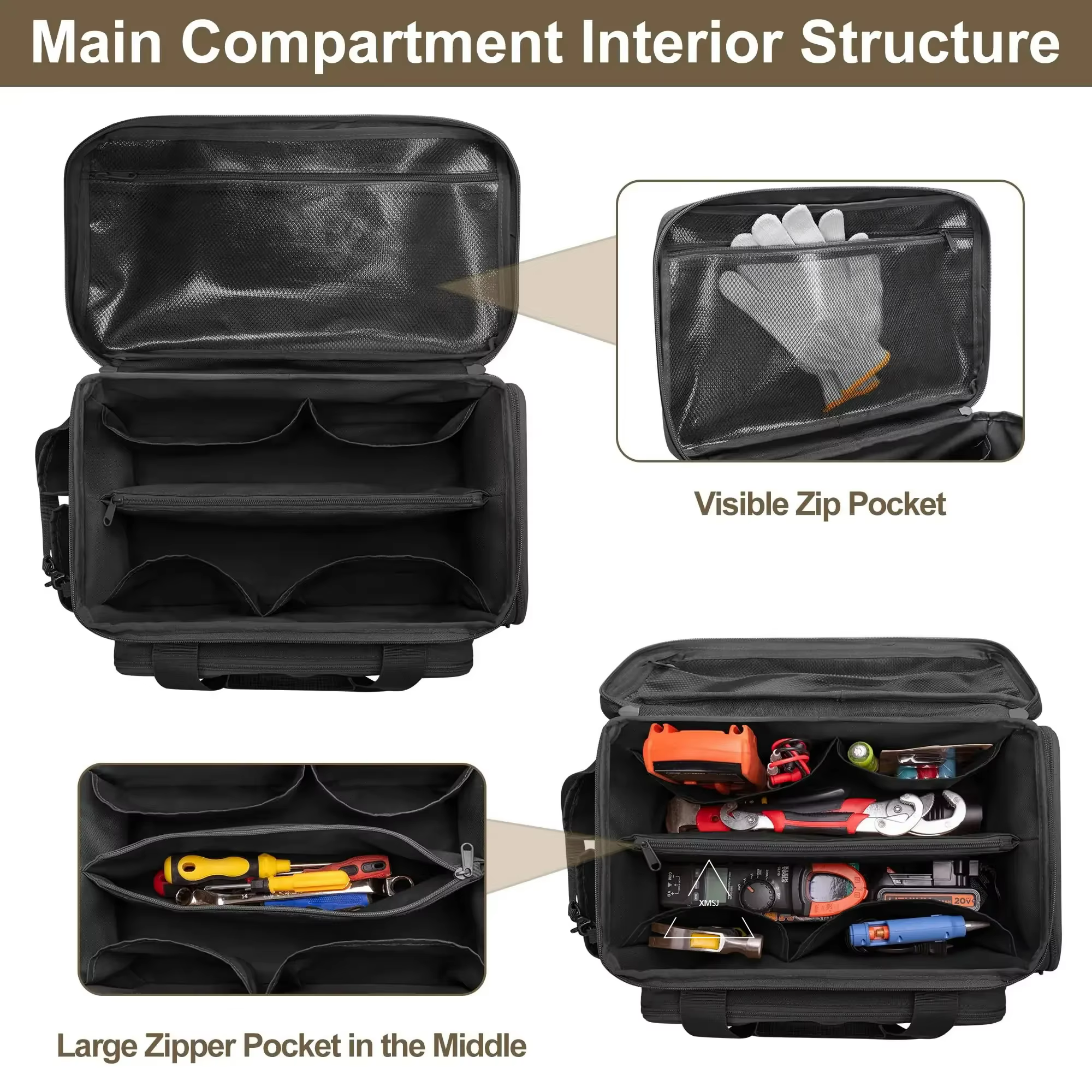 XMSJ – sac à outils tactique robuste de 14 pouces