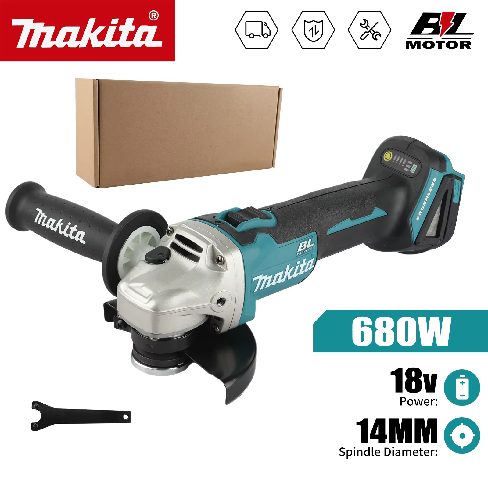 Meuleuse d'angle électrique sans balais Makita DGA504 18V au lithium 2026