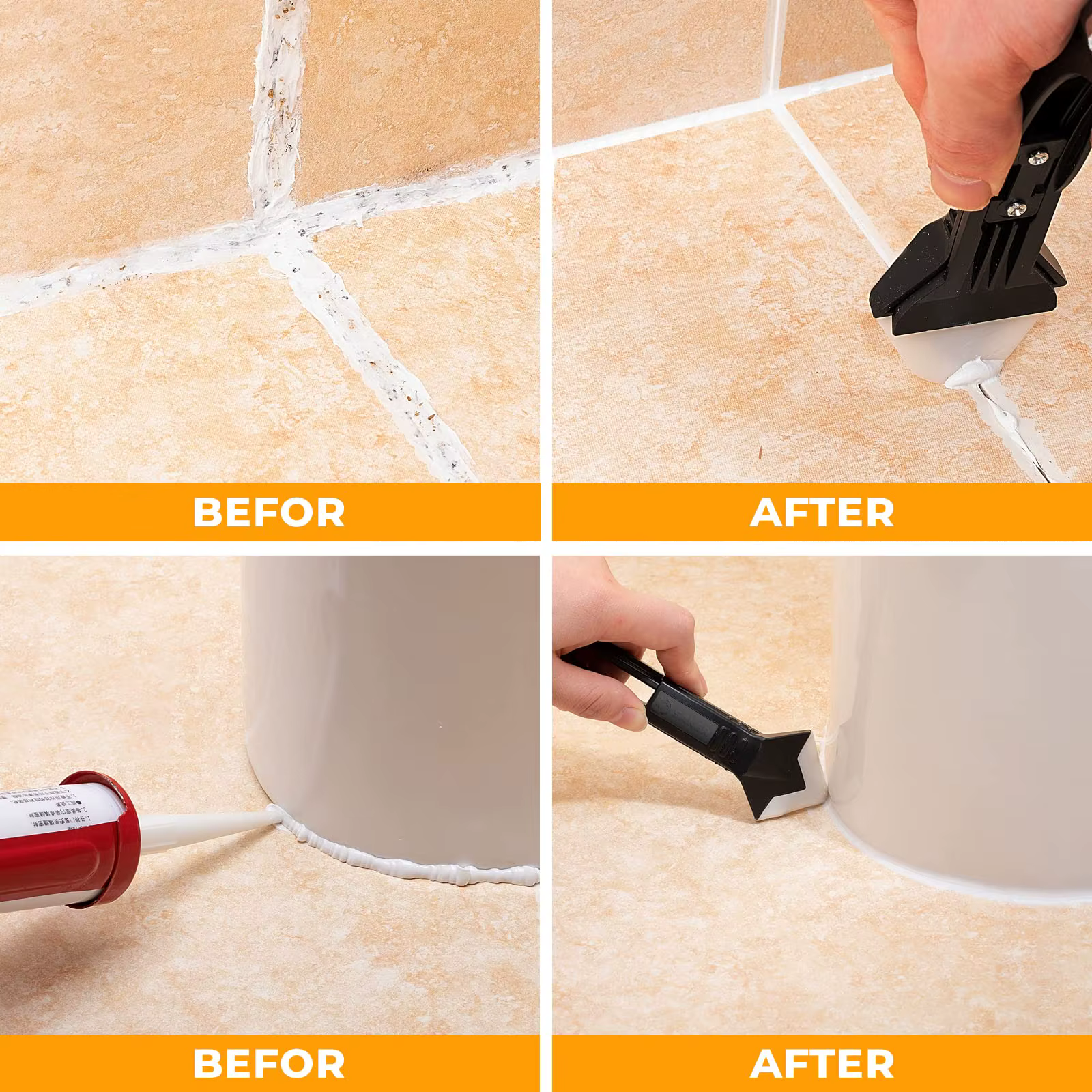 Kit de 9 outils pour jointoiement et finition de sols : applicateurs de mastic