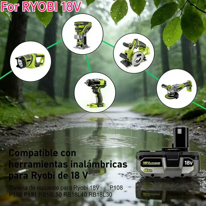 Nouvelle batterie au Lithium puissante RYOBI 18V 6.0AH 8.0Ah P104 P105 P107 P108 P109 faible auto-décharge Compatible avec tous les outils 18V