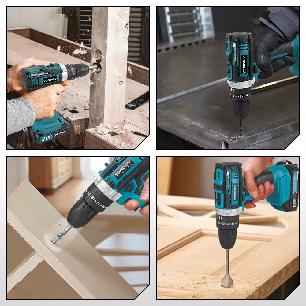 YOFIDRA 25 + 3 couple perceuse à percussion électrique 60N.M tournevis sans fil perçage ensemble d'outils domestiques pour Makita 18V batterie broche