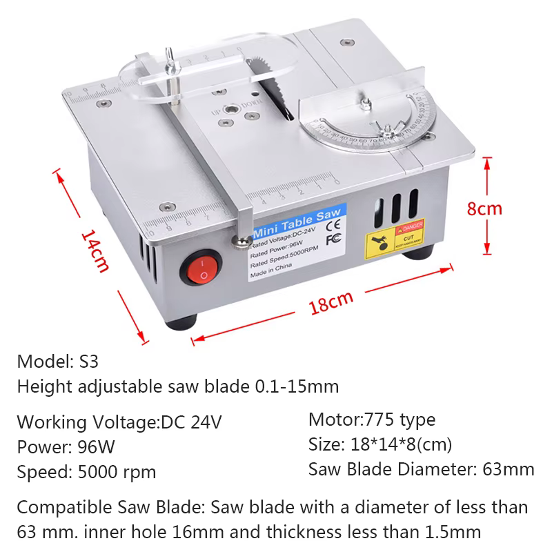Mini scie de Table 96W 5000 tr/min