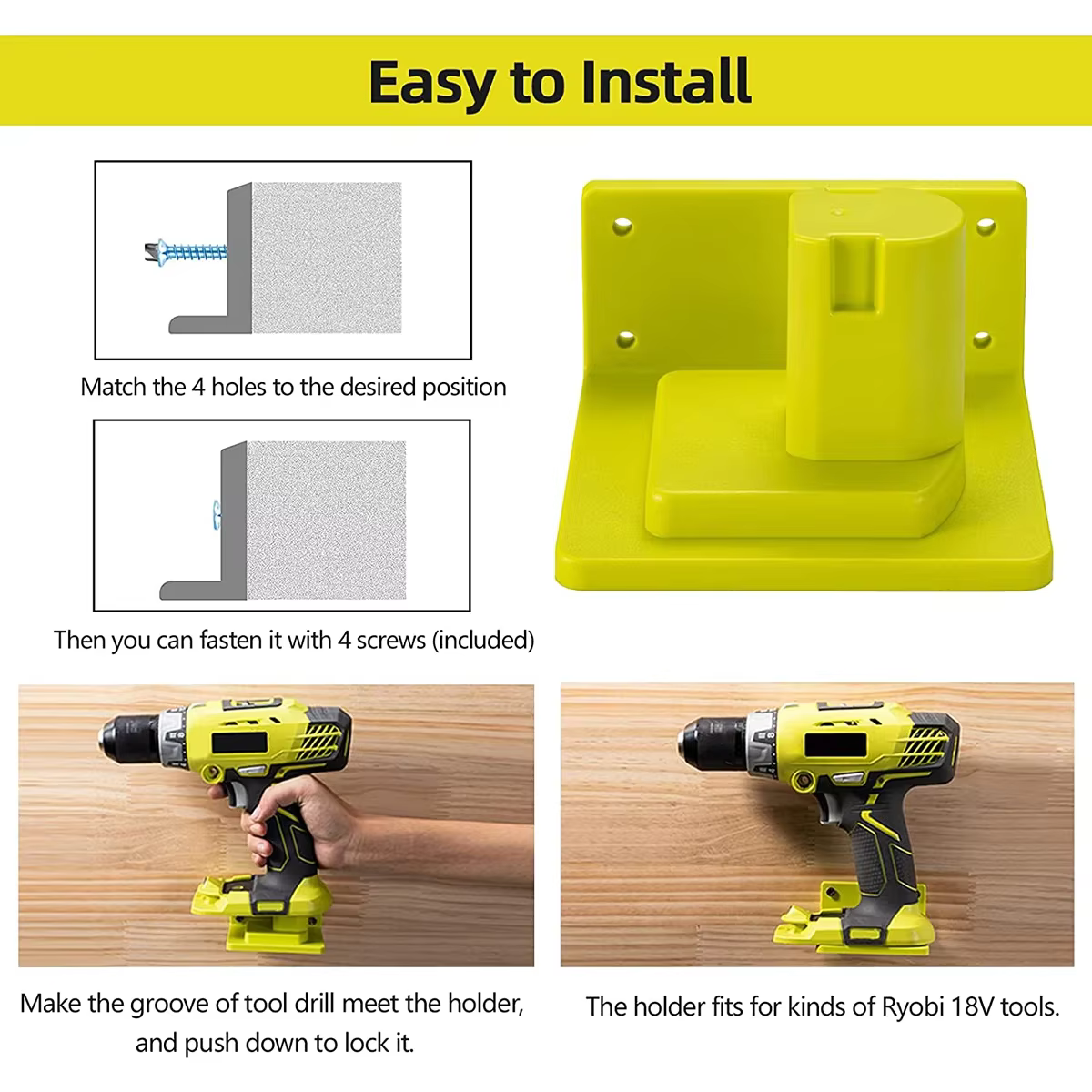 5 pièces porte-outil support de quai pour Ryobi 18V perceuse porte-outils cintre outils électriques accessoires de