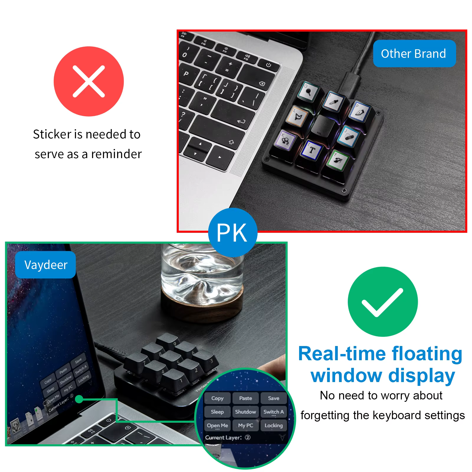 Clavier multifonctionnel avec 9 touches entièrement programmables, réglage Macro pour la conception graphique Edite et les jeux, écran OSU/stylo pour tablette
