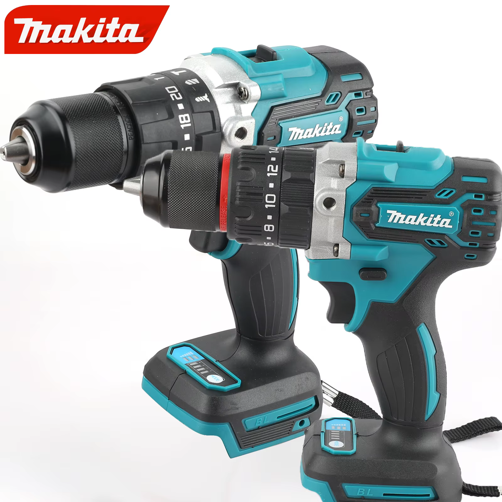 Makita DDF487 Perceuse à percussion électrique sans balais 18V lithium-ion 13mm rouge et noir à couple élevé pour usage domestique