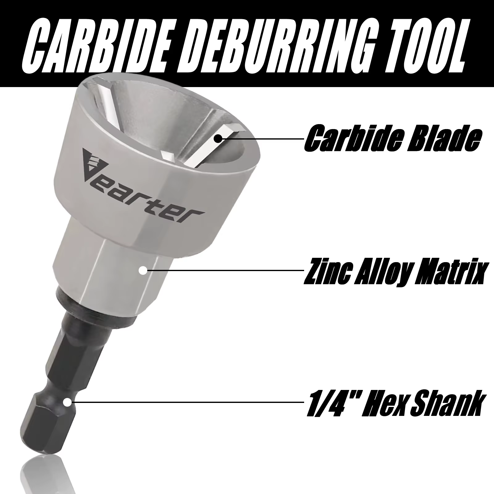 Vearter 20mm ébavurage outil de chanfrein externe foret à lame en carbure avec tige hexagonale de 1/4 ''à dégagement rapide pour enlever l'acier des bavures