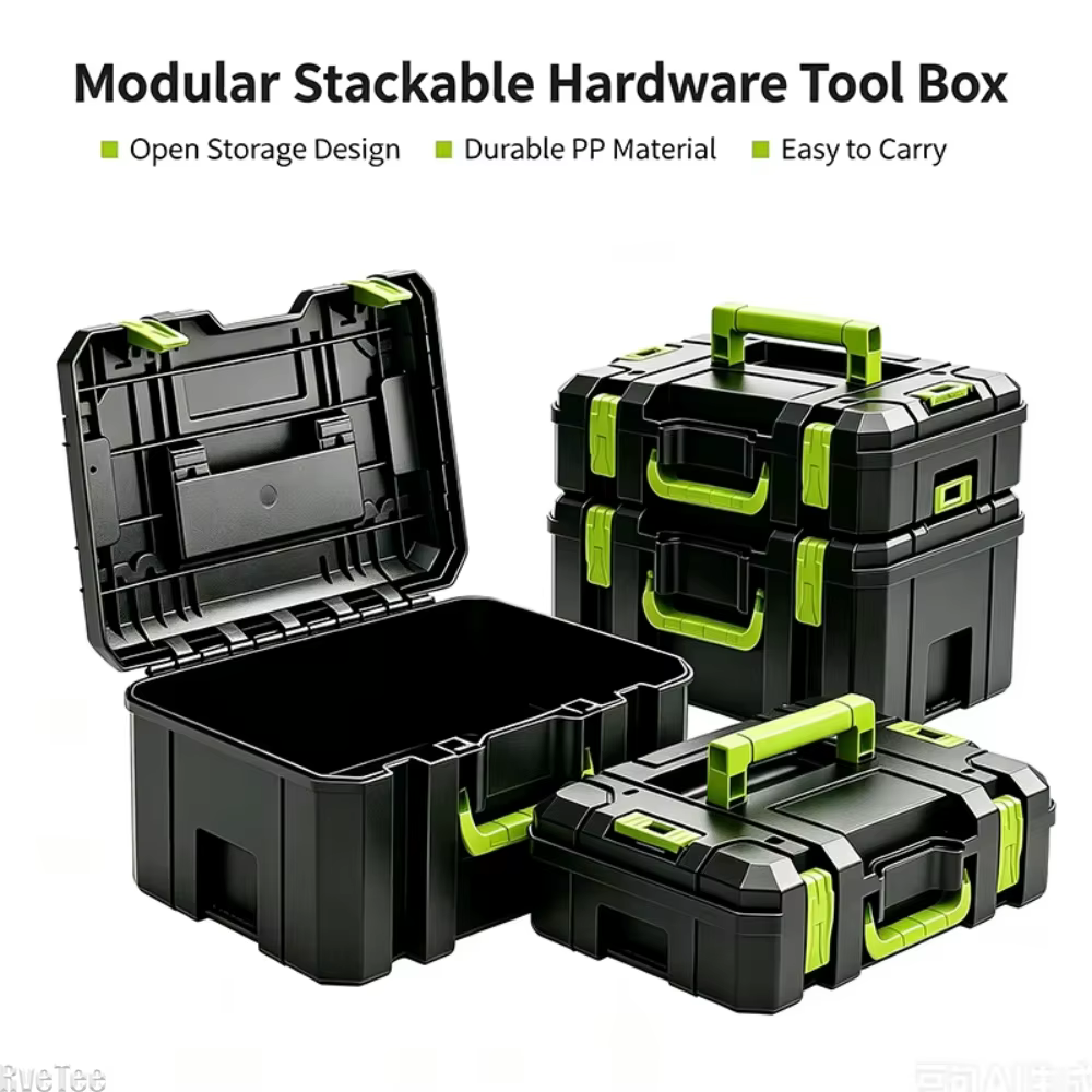 Boîte à outils multifonctionnelle grande capacité empilable, boîte de rangement élargie pour quincaillerie, organisateur de boîte à outils, rangement de garage