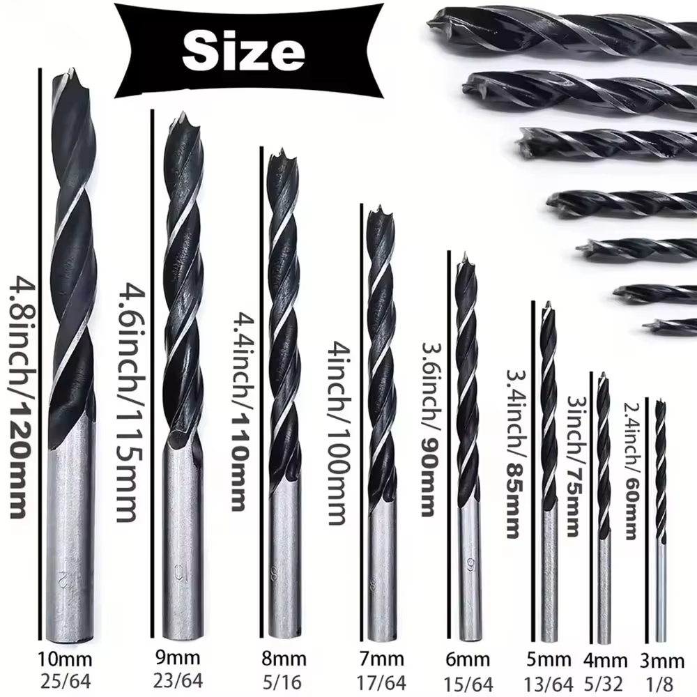 Perceuse de menuiserie à trois pointes de 3 à 10mm