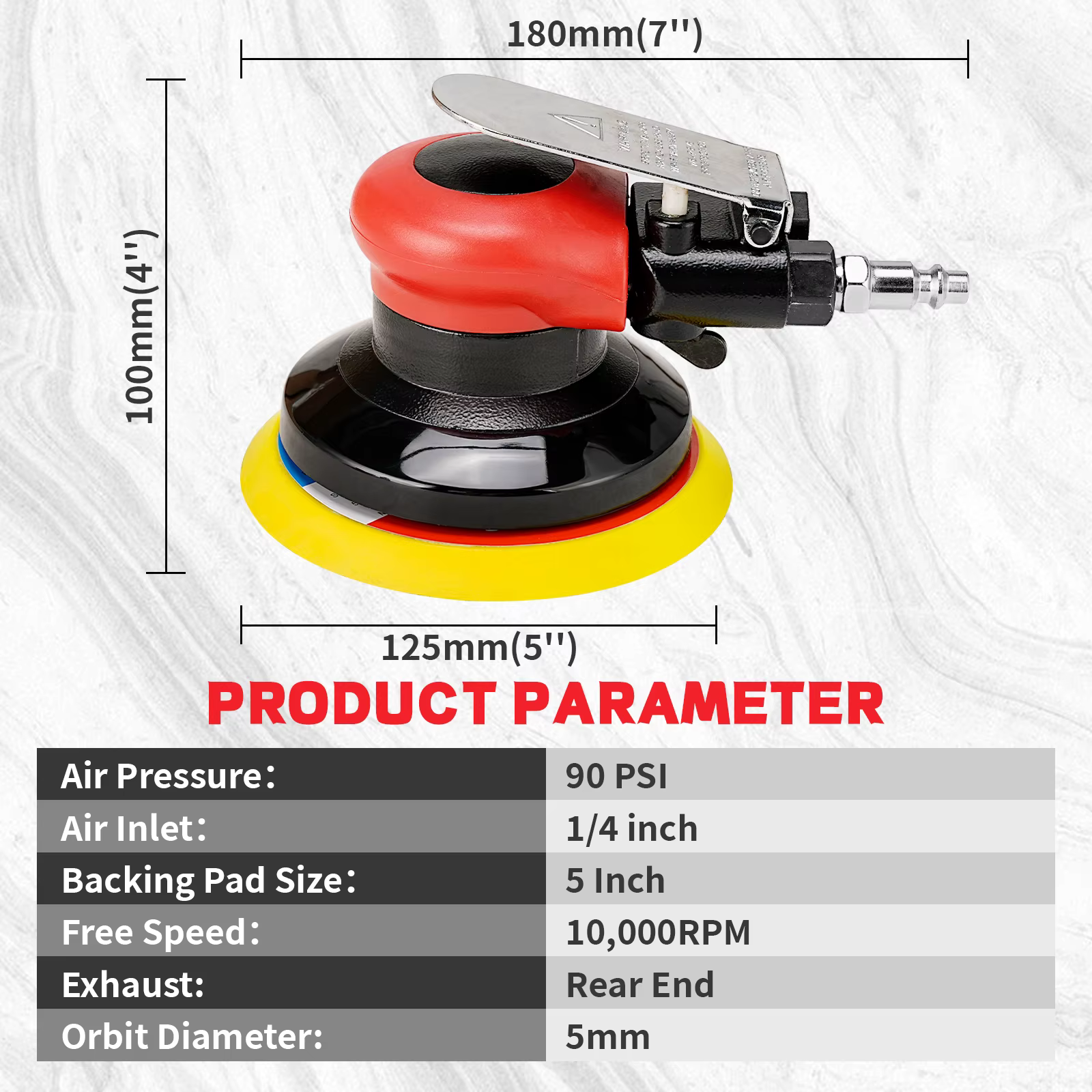 Ponceuse orbitale pneumatique de 5/6 pouces