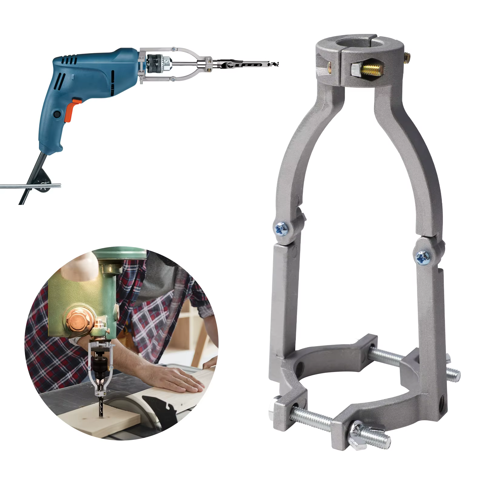 Adaptateur de foret à trous carrés pour outils électriques - Accessoire professionnel - Scie cloche pour le travail du bois - Ciseau de coupe - Ensemble de forets