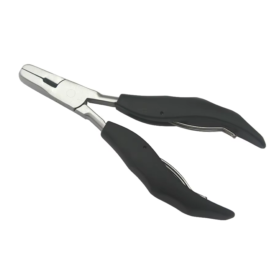 1 pince plate noire multifonctionnelle avec petites rainures pour pré-collage et extensions de cheveux
