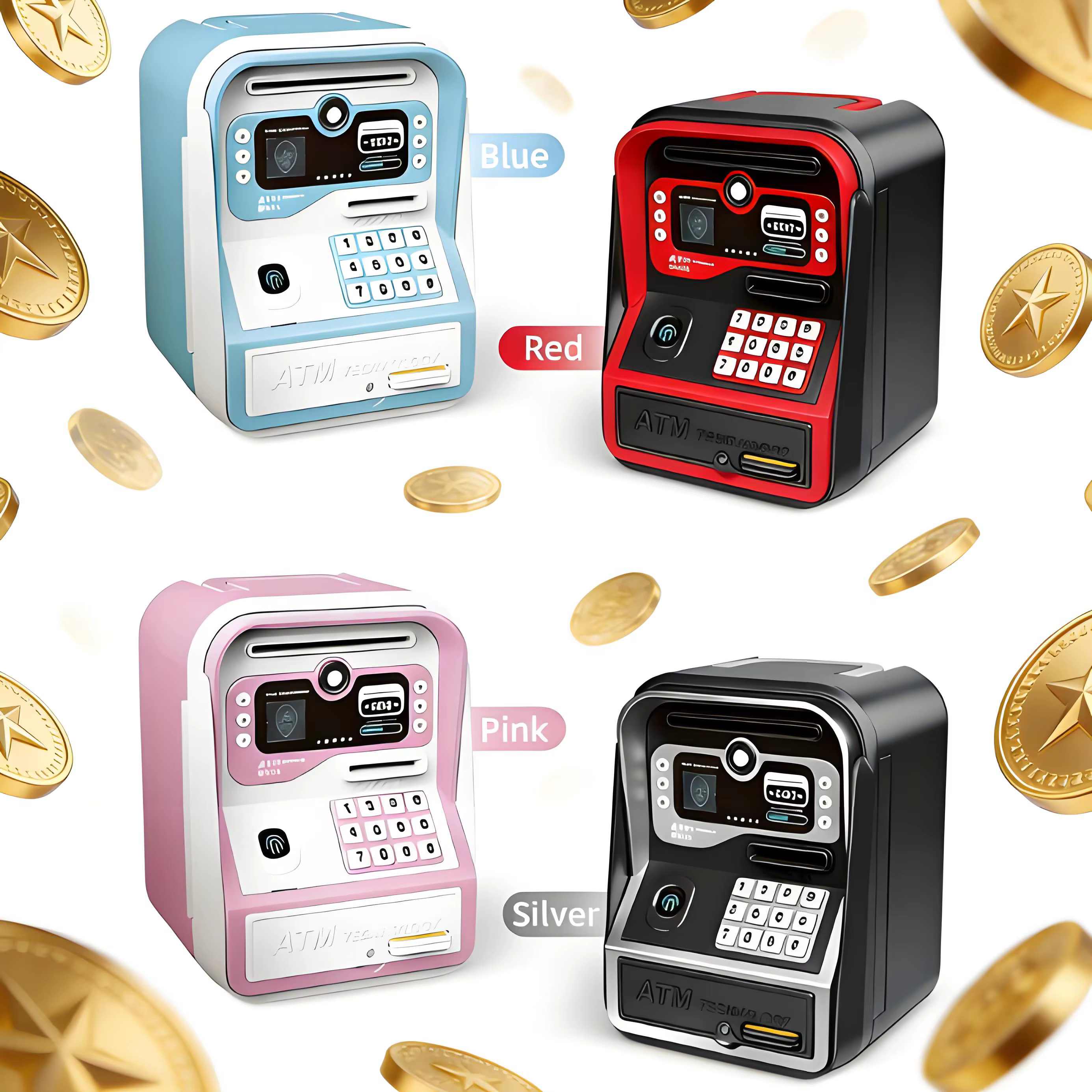 Tirelire ATM interactive avec mot de passe simulé, jouet créatif pour enfants, cadeau de Noël, pour apprendre à économiser et à gérer les finances