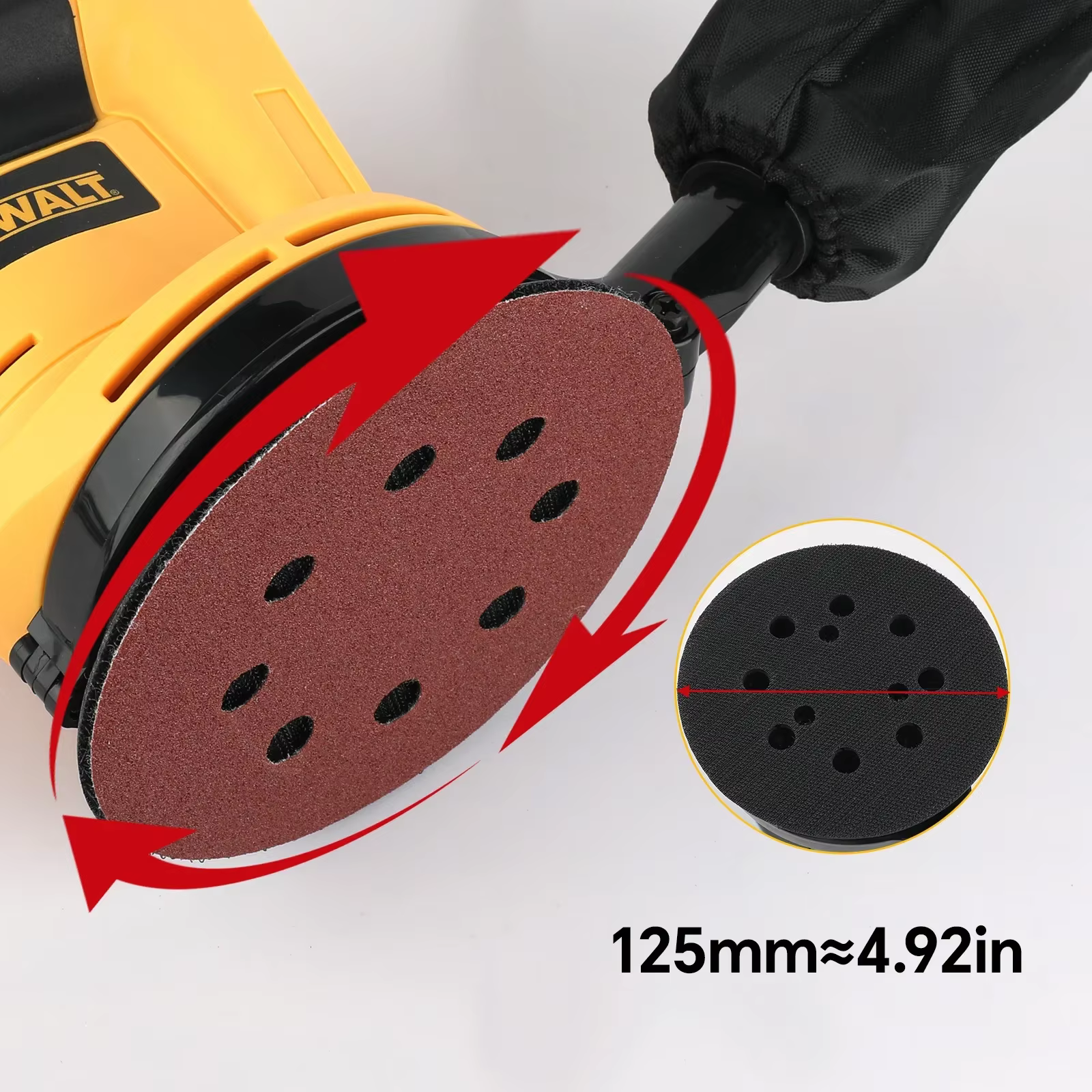 Ponceuse orbitale DEWALT pour batterie 18V/20V avec aspiration des poussières pour le polissage du bois intensif en construction et en atelier