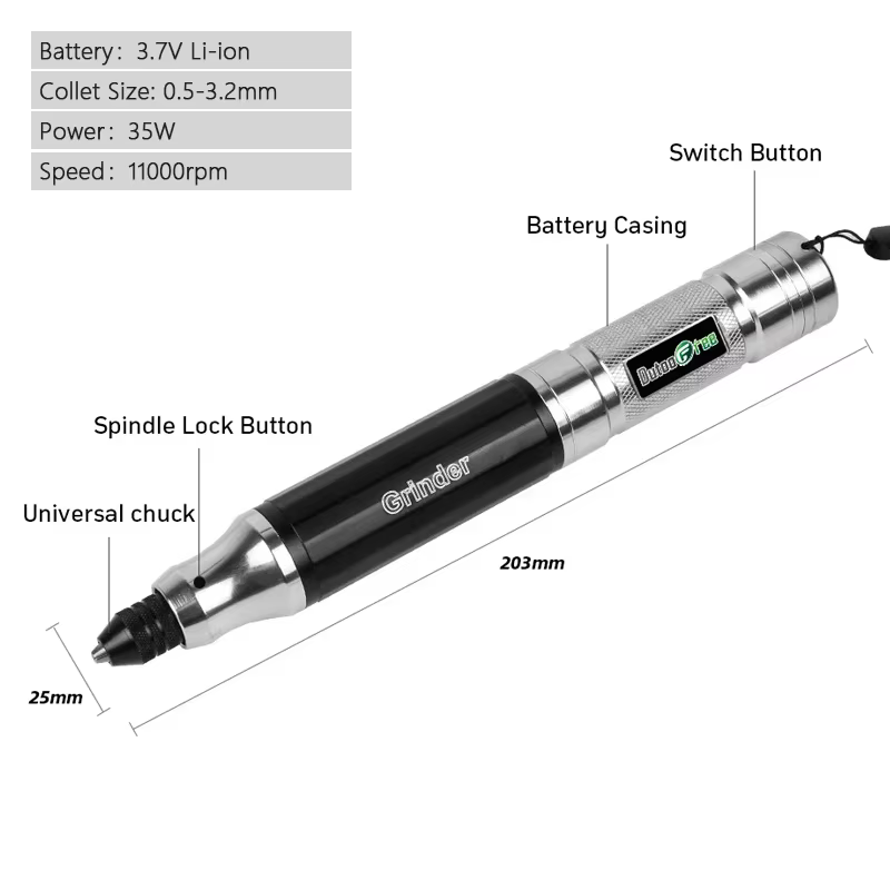 Mini perceuse électrique sans fil 3.7V, meuleuse graveur stylo meuleuse mini perceuse électrique outil lointain rectifieuse 35W