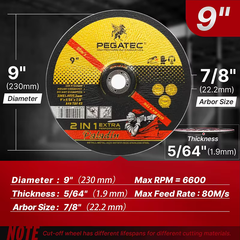 Disque de coupe pour meuleuse d'angle de 9 pouces