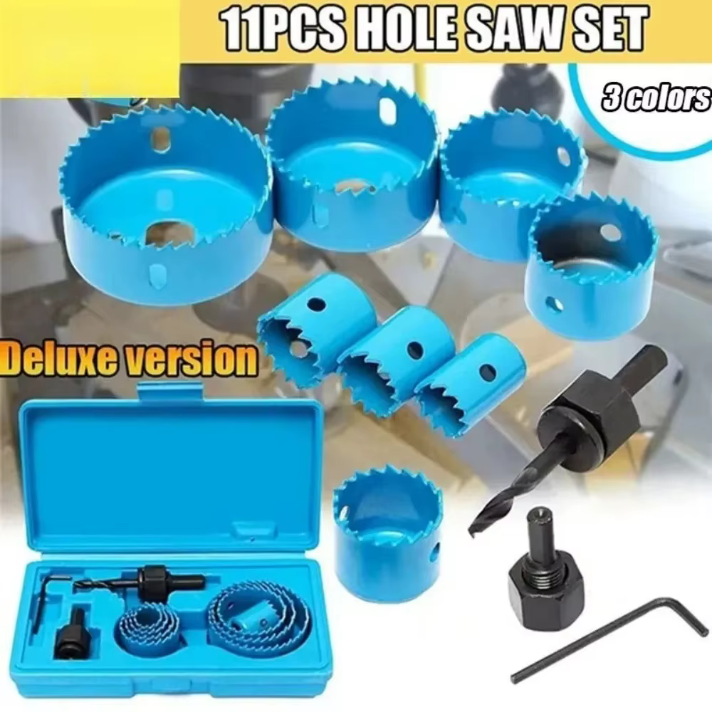 Kit de 11 scies cloches de 19-64 mm pour bois, métaux et alliages, avec étui