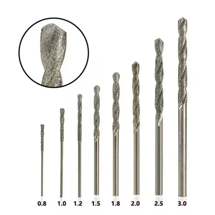 Foret à revêtement diamant 0.8mm 1mm 1.2mm 1.5mm 1.8mm 2mm 2.5mm 3mm