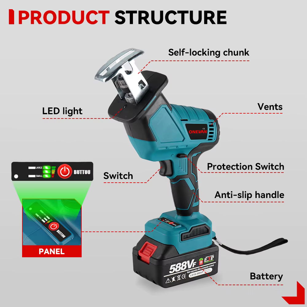 Makita – scie alternative sans fil 3600w 12000spm