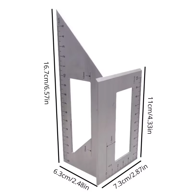 Règle d'angle de jauge carrée multifonctionnelle à 45/90 degrés, outil de mesure pour le travail du bois