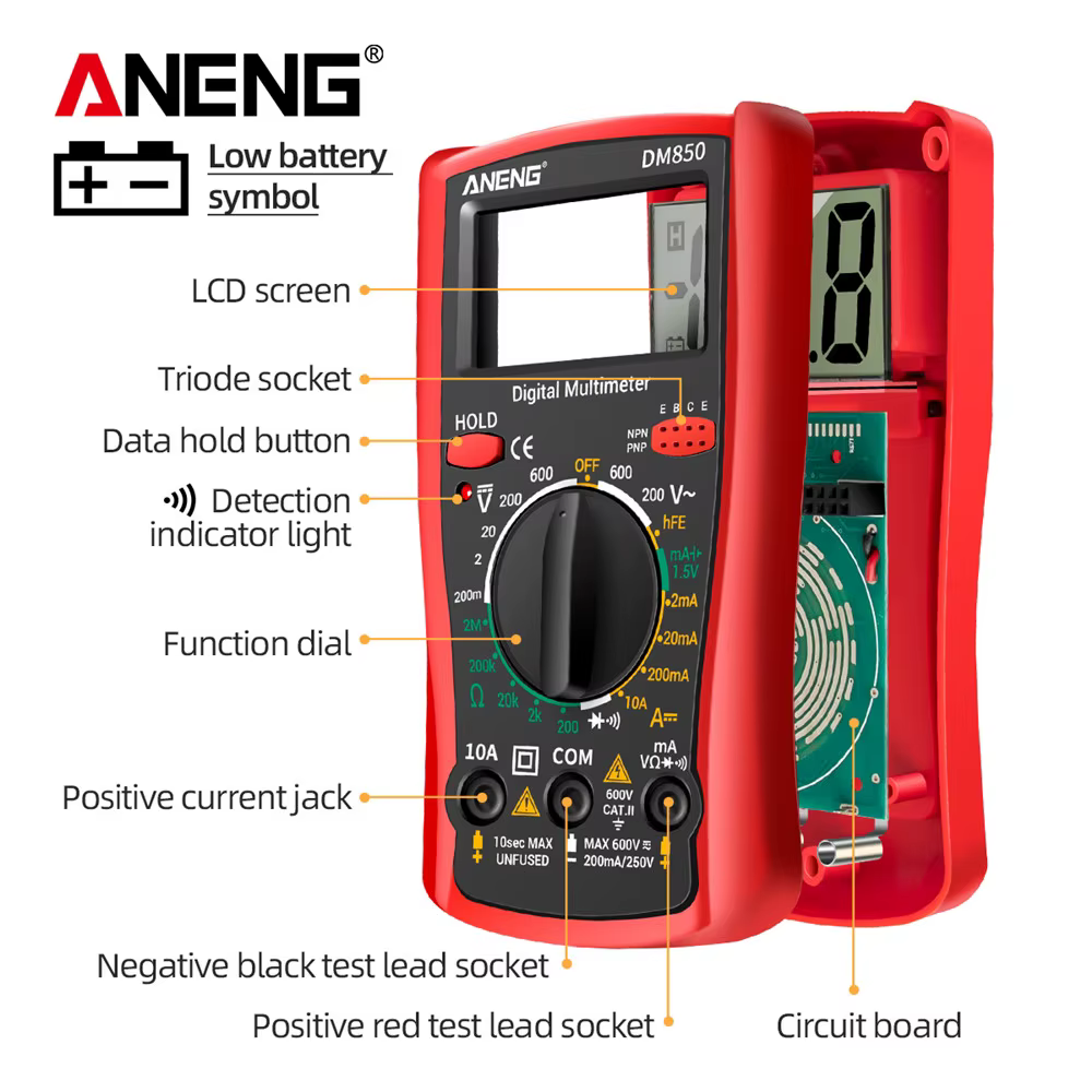 ANENG DM850 multimètre numérique professionnel automatique 1999 points testeur de tension AC/DC