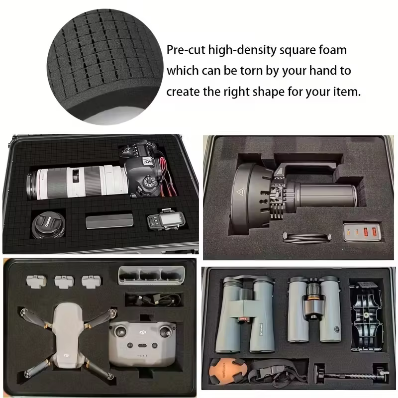 Boîte à outils rigide portable avec mousse prédécoupée