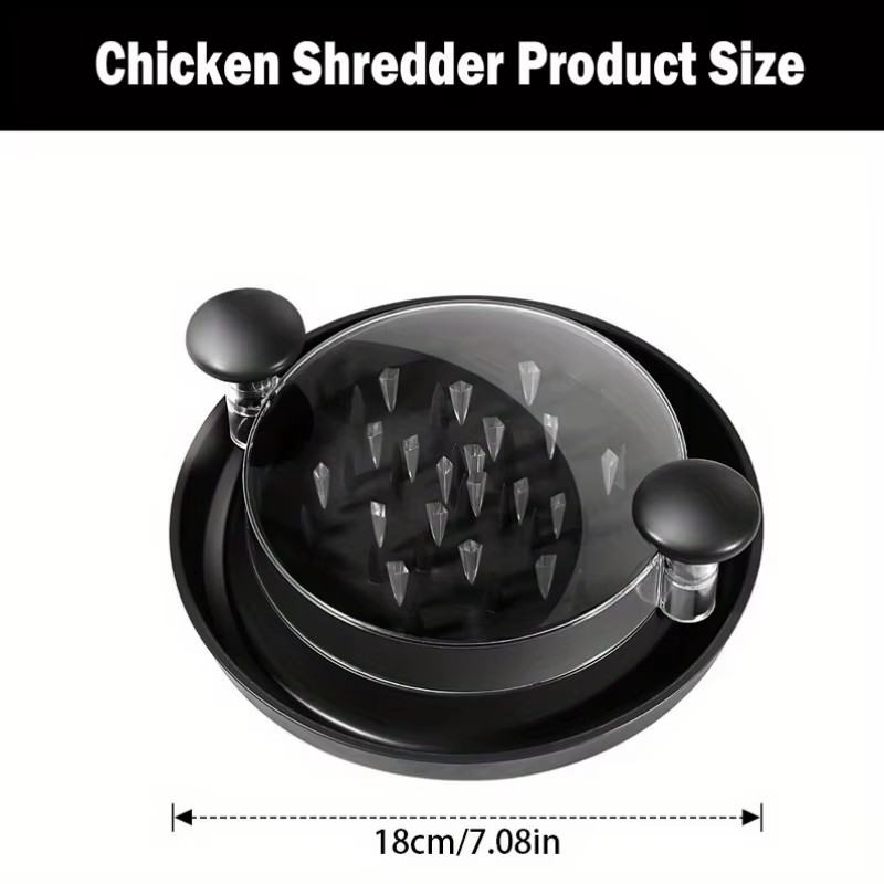 Broyeur de poulet amélioré avec couvercle transparent : grand outil rotatif antidérapant pour couper le poulet, le bœuf, le chou et les légumes