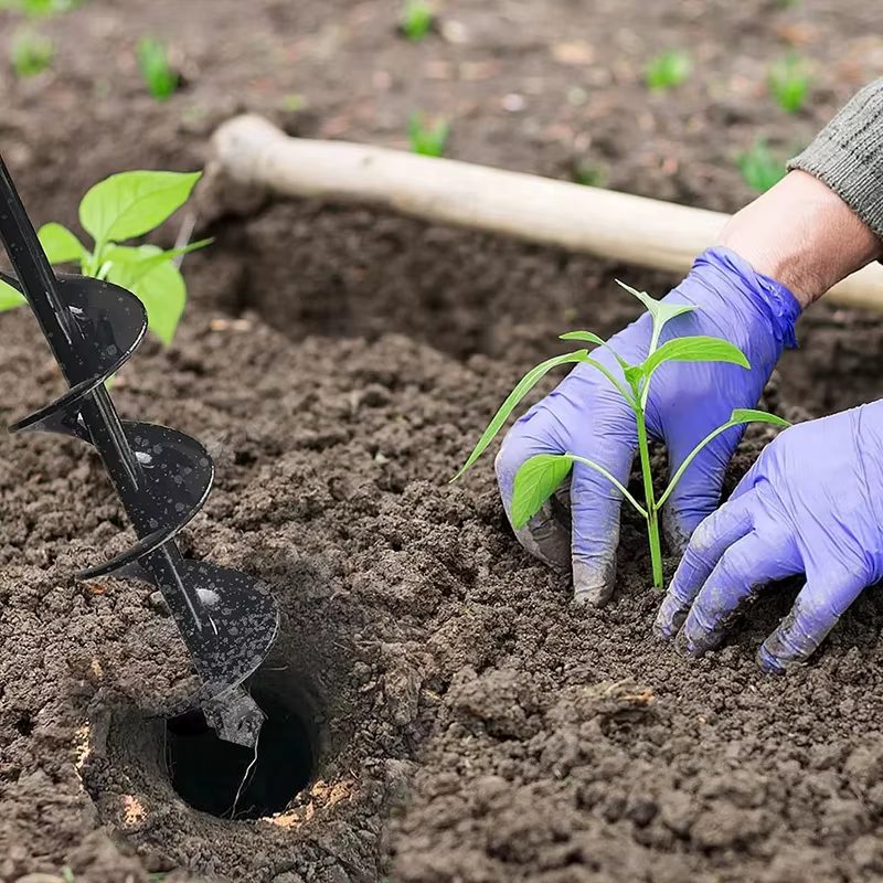 Tarière spirale pour jardinage – Perceuse manuelle ou électrique pour la plantation de fleurs et de légumes – Outil de forage pour l'ameublissement du sol