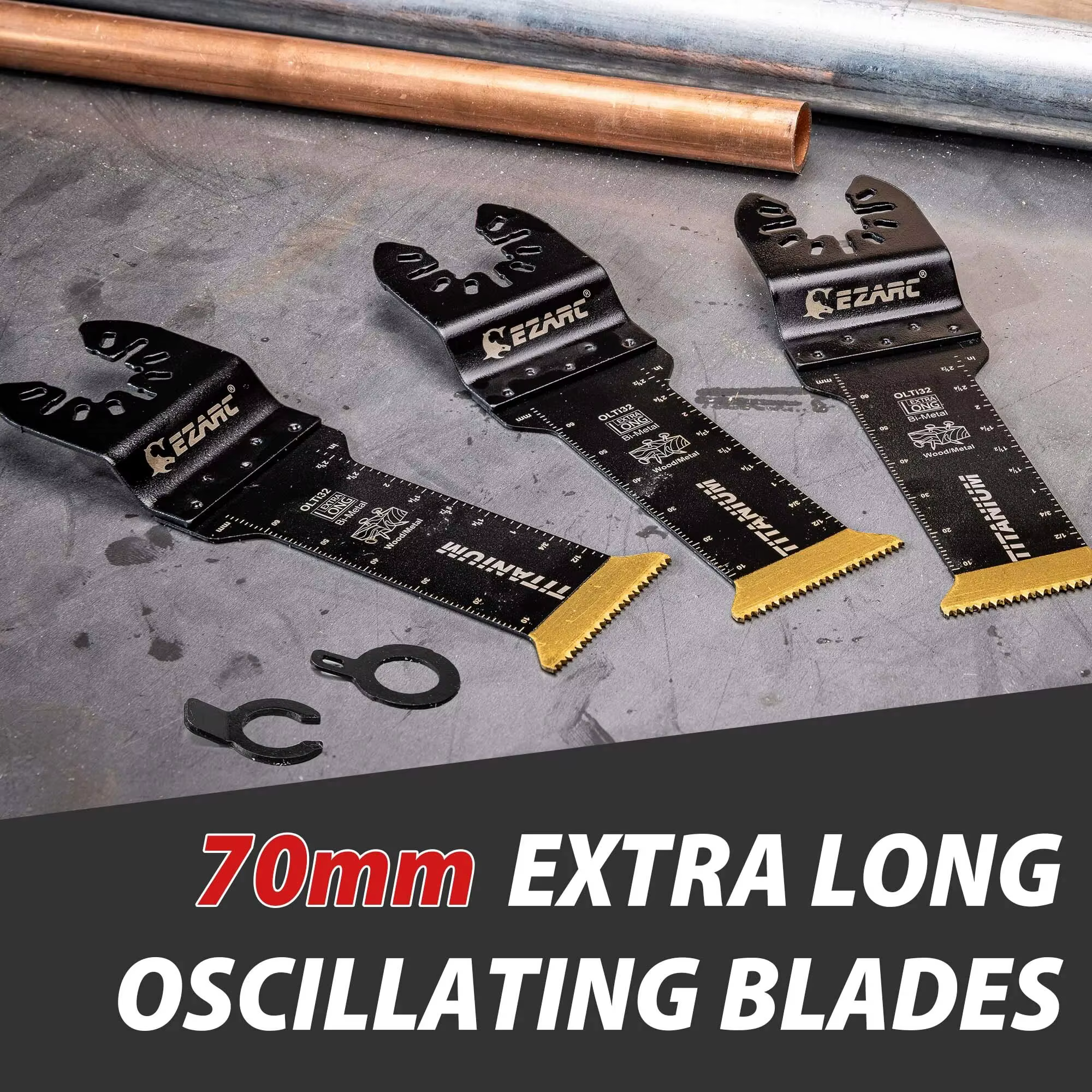 EZARC 3 lames oscillantes en titane extra-longues pour outils multifonctions