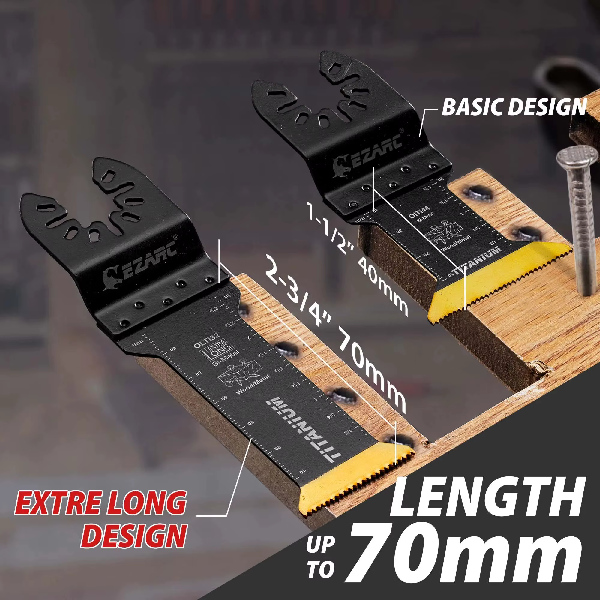 EZARC 3 lames oscillantes en titane extra-longues pour outils multifonctions