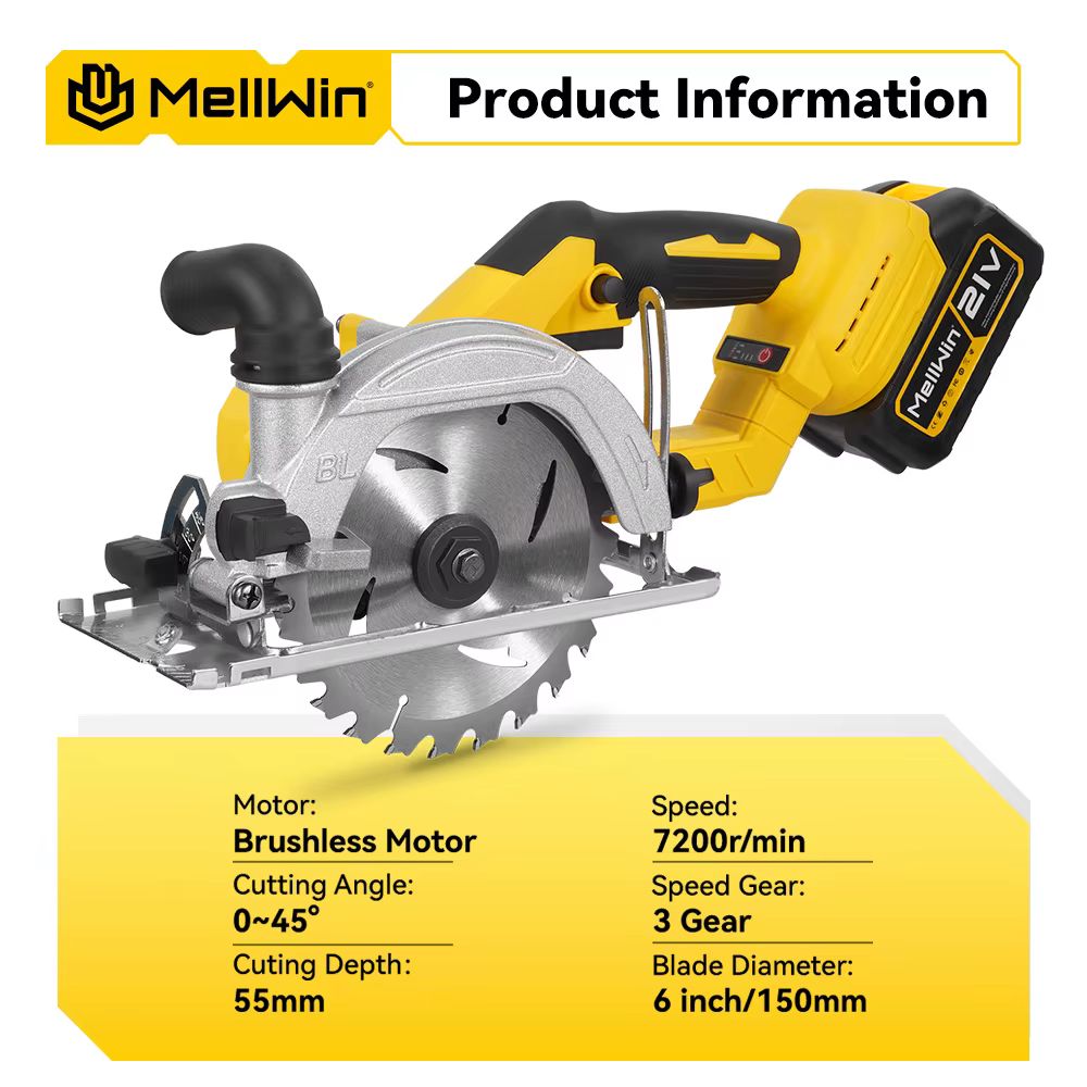MELLWIN scie circulaire électrique sans brosse de 6 pouces 150MM