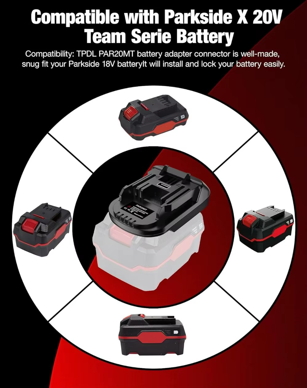 Adaptateur PAR20MT pour outils Parkside vers Makita