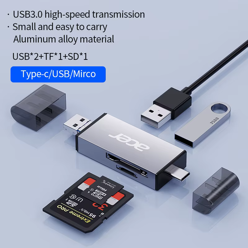 Lecteur de carte multifonction USB3.0 et USB C vers SD MicroSD TF pour PC accessoires d'ordinateur portable