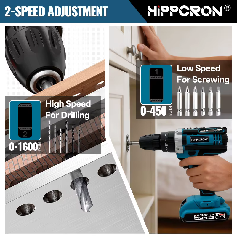 Perceuse à percussion sans fil HIPPCRON 21V 10mm