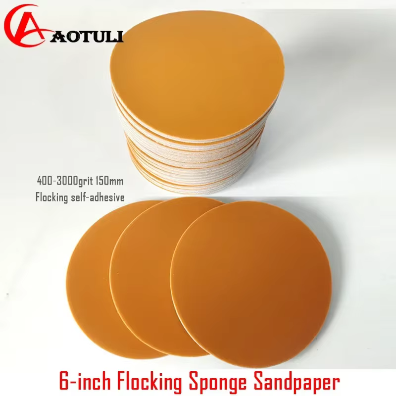 Papier de verre éponge floqué 150MM 6 pouces pour FESTOOL /Mirka etc ponceuse dos polaire feuille de ponçage ronde pour