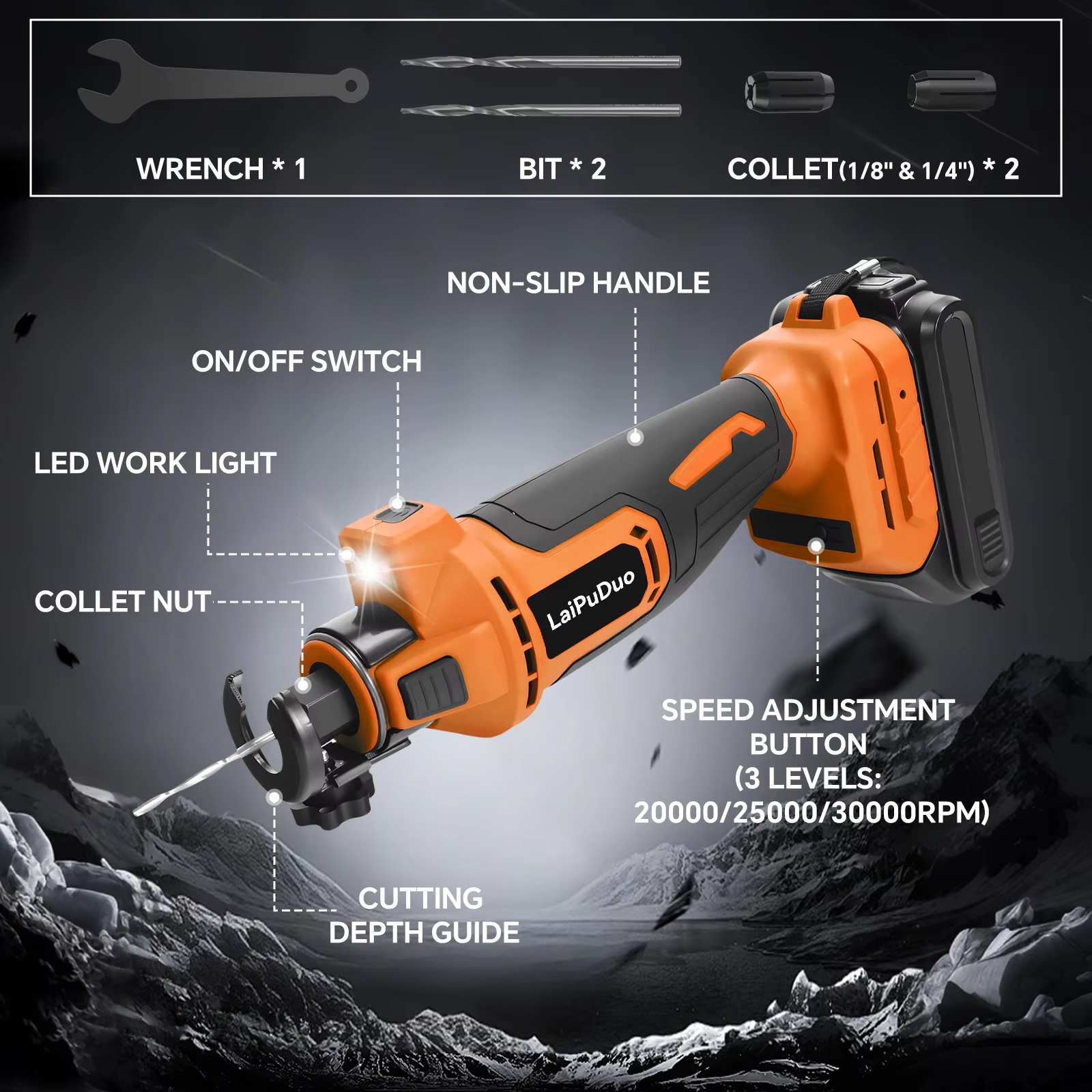 Outil de découpe sans fil pour cloisons sèches, 30000 tr/min, scie rotative électrique sans balais, 3 vitesses, pour la découpe du bois et du plâtre, compatible avec la batterie Dewalt 20V