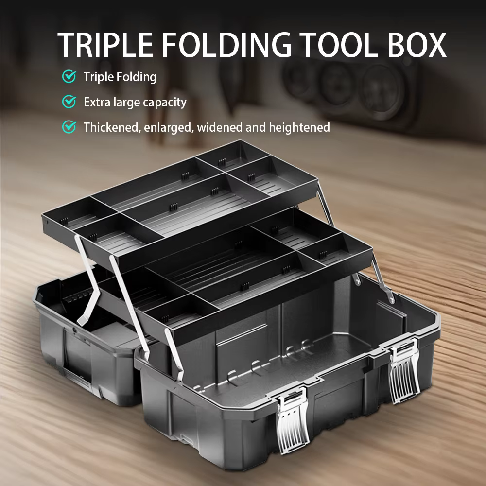 Boîte à outils pliable à 3 niveaux - Grande capacité
