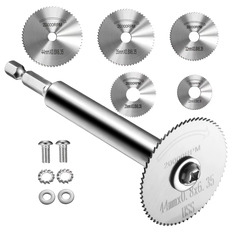 Disque de coupe HSS pour outil rotatif à tige hexagonale de 1/4 po