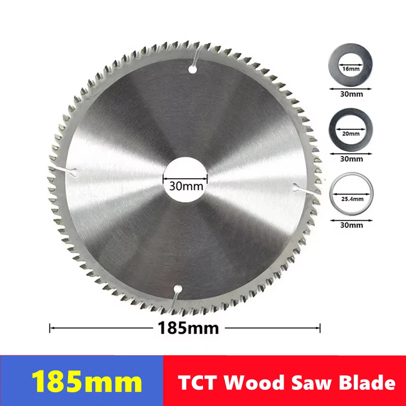Lame de scie circulaire TCT pour le travail du bois de 185 mm avec un diamètre de 30 mm et un nombre de dents de